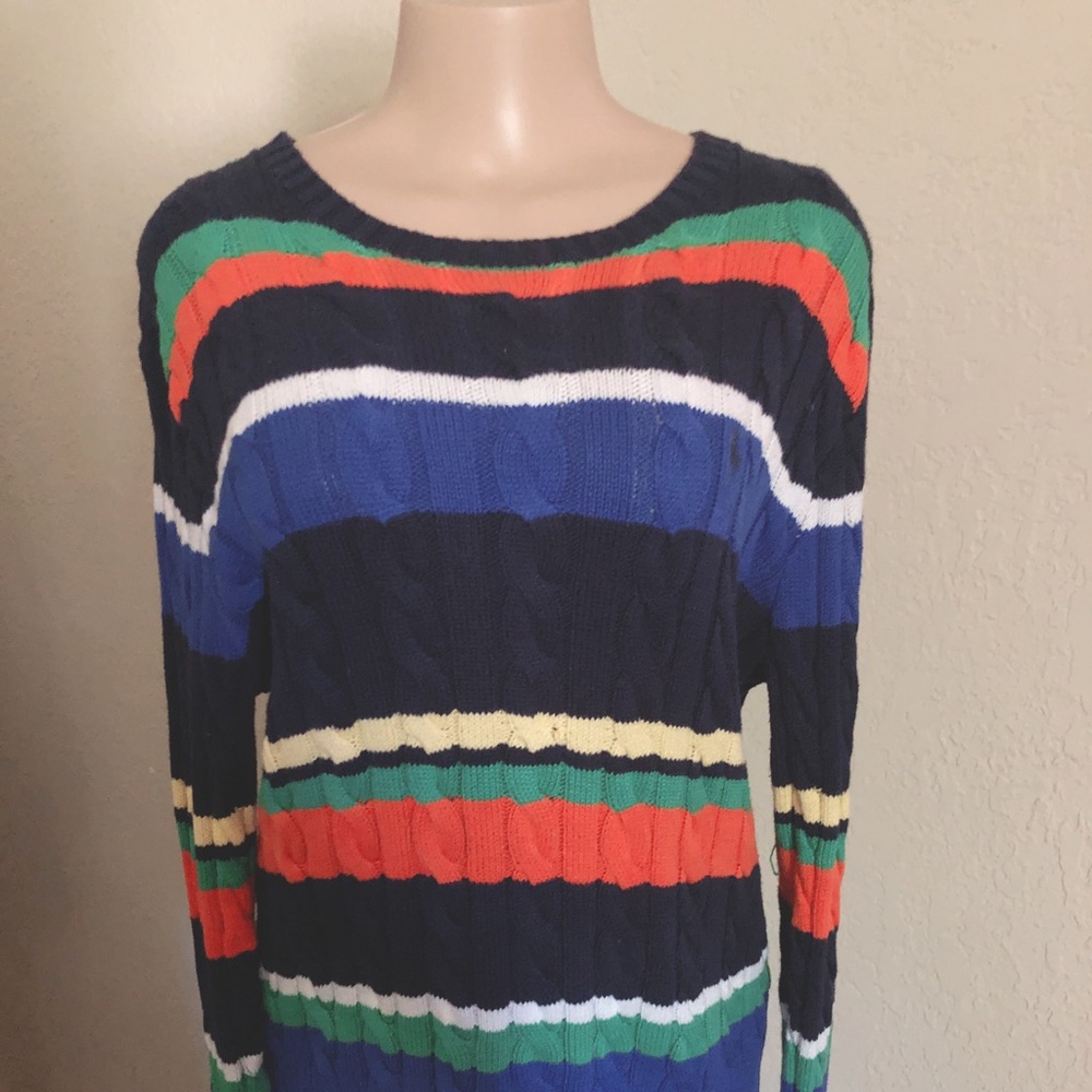 Men's Blue Cable Knit Multi Colors Sweater